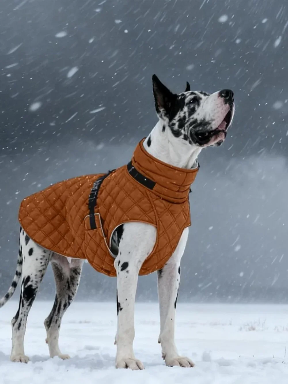 Kuoser Dog Coat Warm Fleece Lining Turtleneck Dog Jacket with Harness Built-in